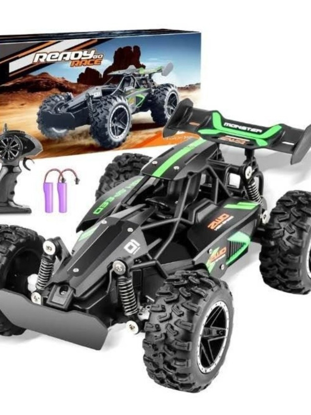 NEW - Remote Control Car, High Speed RC Cars, green/black remote car w/ lights
